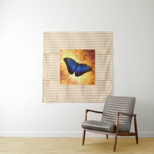 Poster van het prachtige blauwe Morpho Butterfly B Wandkleed (In situ)