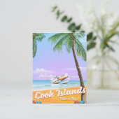 Poster van het reisstrand van de Cookeilanden Vint Briefkaart (Staand voorkant)