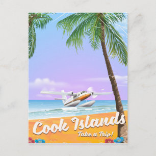 Poster van het reisstrand van de Cookeilanden Vint Briefkaart