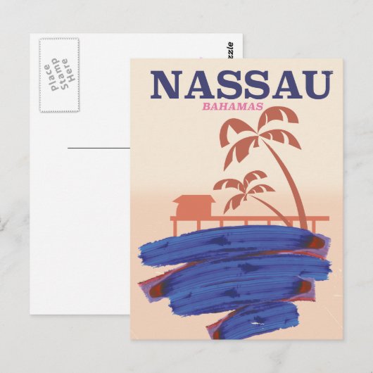Poster van het reisstrand van Nassau Bahamas Briefkaart (Voorkant / Achterkant)