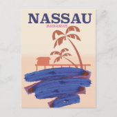 Poster van het reisstrand van Nassau Bahamas Briefkaart (Voorkant)
