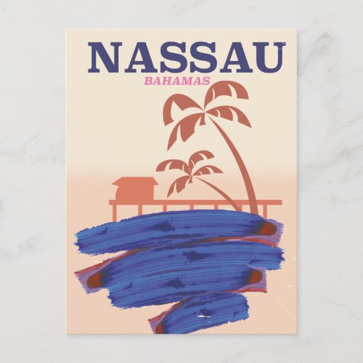 Poster van het reisstrand van Nassau Bahamas Briefkaart (Voorkant)