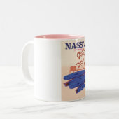 Poster van het reisstrand van Nassau Bahamas Tweekleurige Koffiemok (Voorkant links)