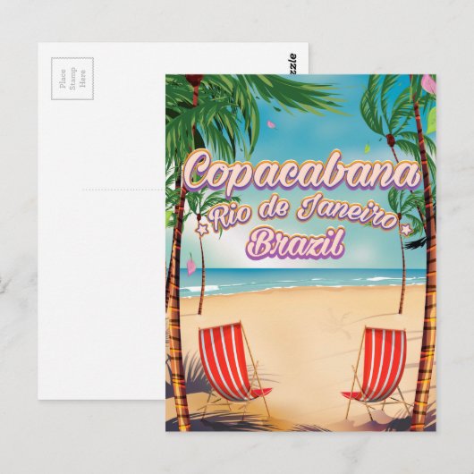 Poster van het reisstrand van Rio de Janeiro Briefkaart (Voorkant / Achterkant)