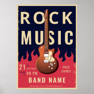 Poster van het Rock Music festival flyer Announcem