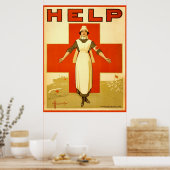 Poster van het Rode Kruis over de  Wereldoorlog op (Keuken)