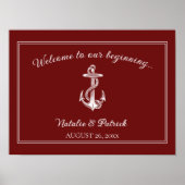 Poster van het rode, nautical Anchor Wedding (Voorkant)