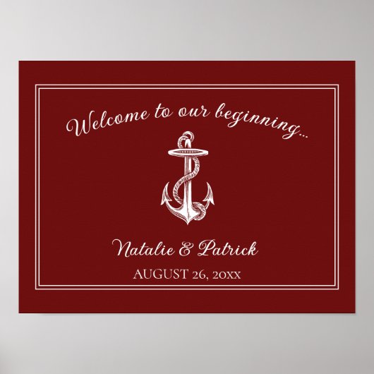 Poster van het rode, nautical Anchor Wedding (Voorkant)