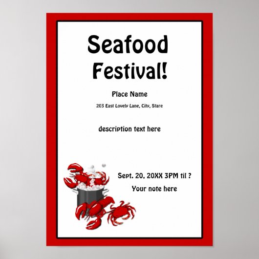 Poster van het Seafood Lobster Crab Festival (Voorkant)