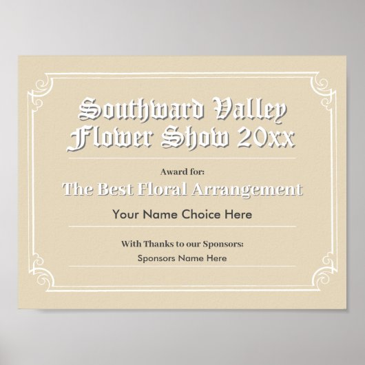 Poster van het Show-certificaat voor de ventilator (Voorkant)