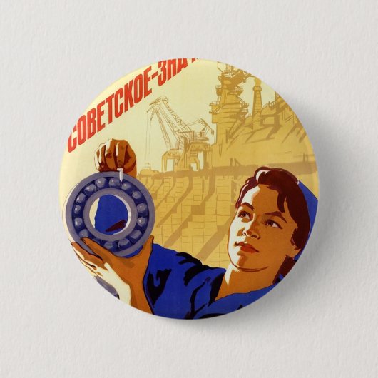 Poster van het Sovjet-ruimtevaartprogramma Propaga Ronde Button 5,7 Cm (Voorkant)