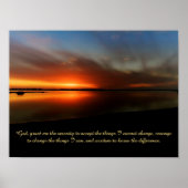 Poster van het strand sunset serenity gebed (Voorkant)