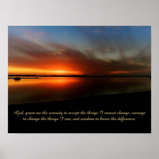 Poster van het strand sunset serenity gebed (Voorkant)