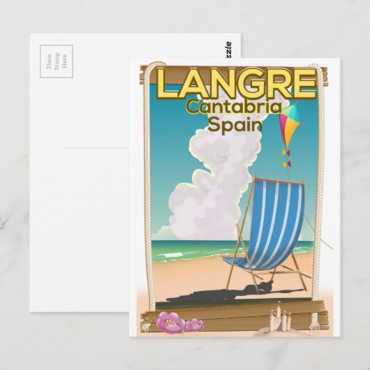 Poster van het strand van Langre, Cantabria, Spanj Briefkaart (Voorkant / Achterkant)