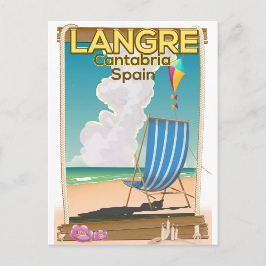 Poster van het strand van Langre, Cantabria, Spanj Briefkaart (Voorkant)