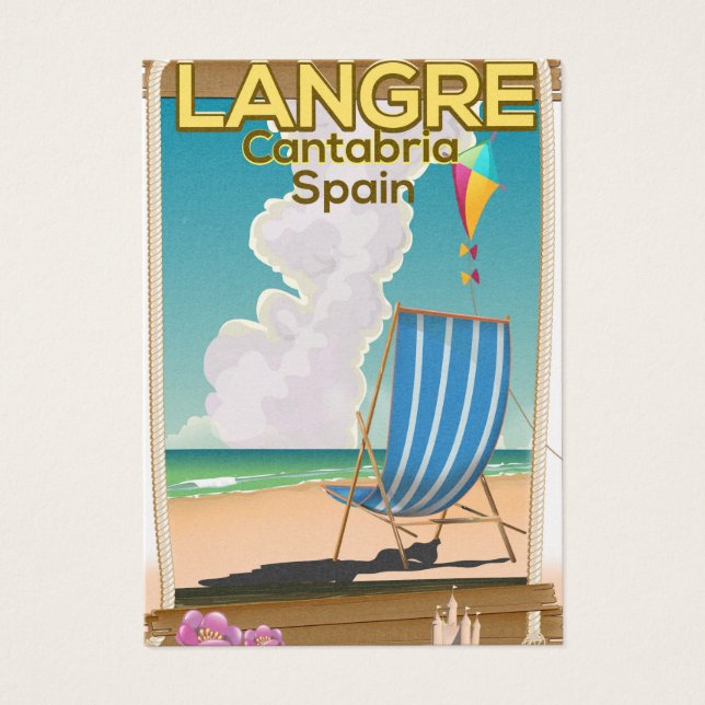 Poster van het strand van Langre, Cantabria, Spanj Visitekaartjes (Voorkant)