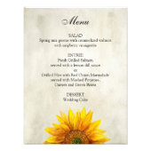 Poster van het Sunflower bruiloft menu. diner Rust (Voorkant)
