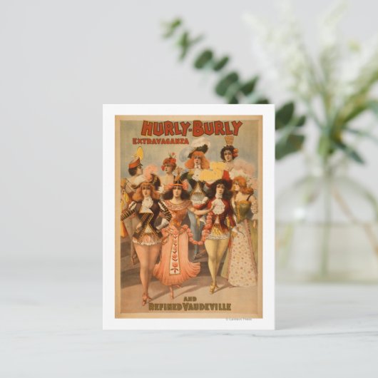 Poster van het theater van het heurly-Burly Extrav Briefkaart (Staand voorkant)