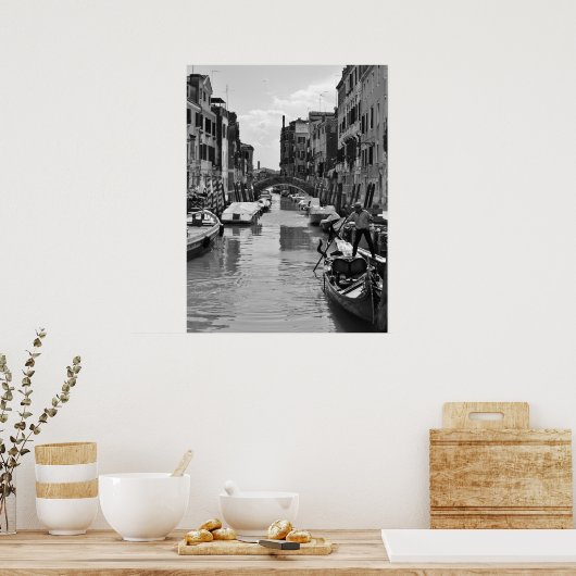 Poster van het Venetië Canal Black en White (Keuken)