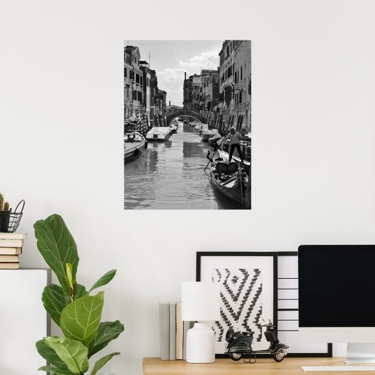 Poster van het Venetië Canal Black en White (Thuiskantoor)