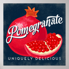 Poster van het Vintage-etiket van Pomegranaat