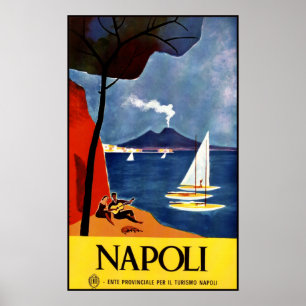 Poster van het vintage-reisjaar Napoli (Napels)