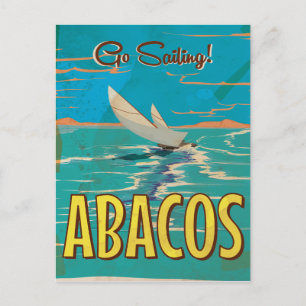 Poster van het vintage-reisjaar van de Abacos-eila Briefkaart