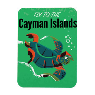 Poster van het vintage-reisjaar van de Caymaneilan Magneet