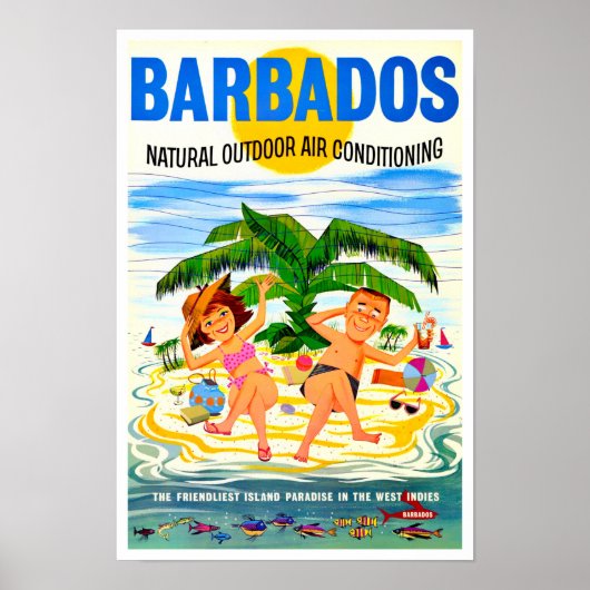 Poster van het vintage-reisje Barbados (Voorkant)