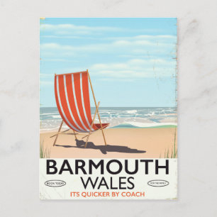 Poster van het vintage-reisje Barmouth North wales Briefkaart