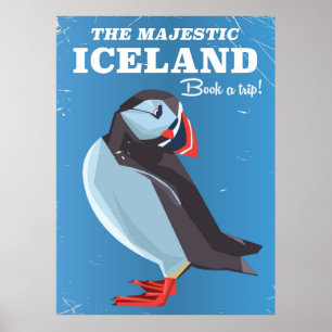 Poster van het vintage-reisje Majestic van IJsland