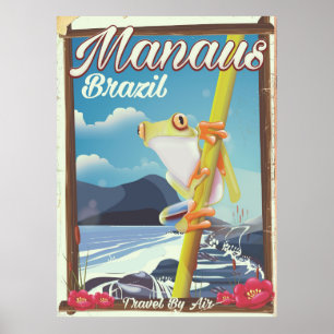 Poster van het vintage-reisje Manaus Brazilië