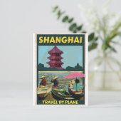 Poster van het vintage-reisje Shanghai Briefkaart (Staand voorkant)