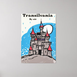 Poster van het vintage-reisverkeer in Transsylvani Canvas Afdruk