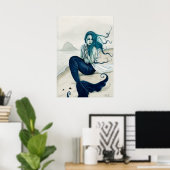 Poster van het windswept Mermaid (Thuiskantoor)