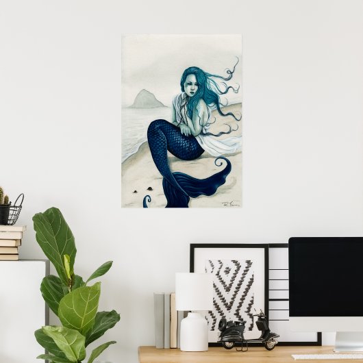 Poster van het windswept Mermaid (Thuiskantoor)