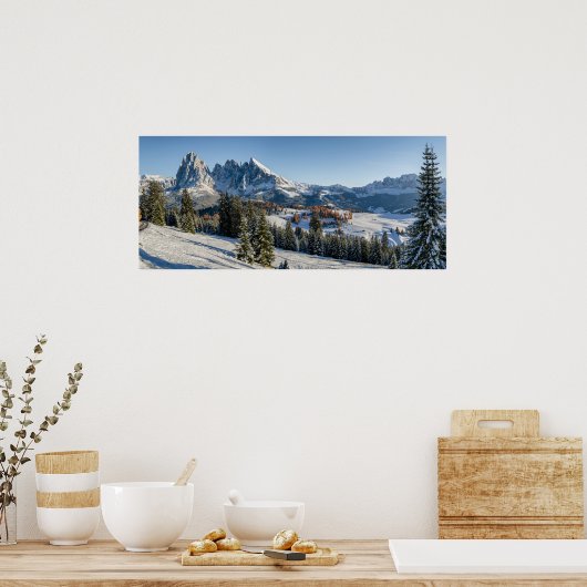 Poster van het winterlandschap Alpe di Siusi (Keuken)