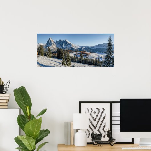 Poster van het winterlandschap Alpe di Siusi (Thuiskantoor)