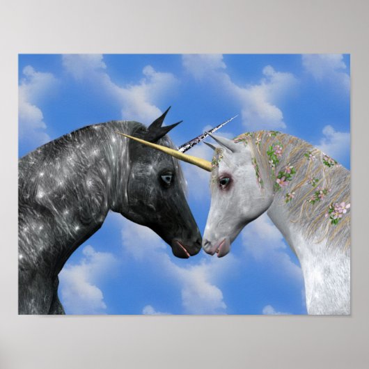 Poster van het zoenen Unicorns Fantasy (Voorkant)