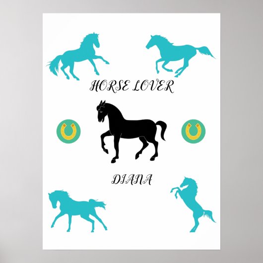 Poster van Horse Lover met persoonlijke naam. (Voorkant)