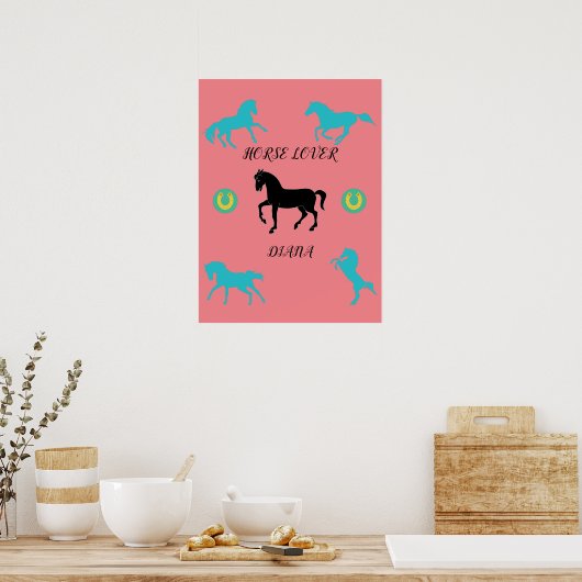 Poster van Horse Lover met persoonlijke naam. (Keuken)