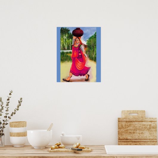 Poster van Indiase dorpsvrouwen (Keuken)