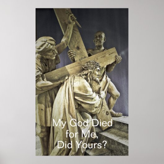 Poster van Jezus Christus die het kruis draagt (Voorkant)