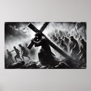 Poster van Jezus die het Kruis draagt
