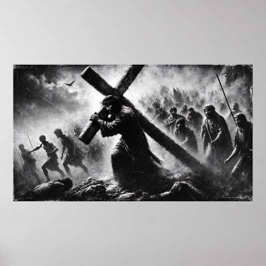 Poster van Jezus die het Kruis draagt (Voorkant)