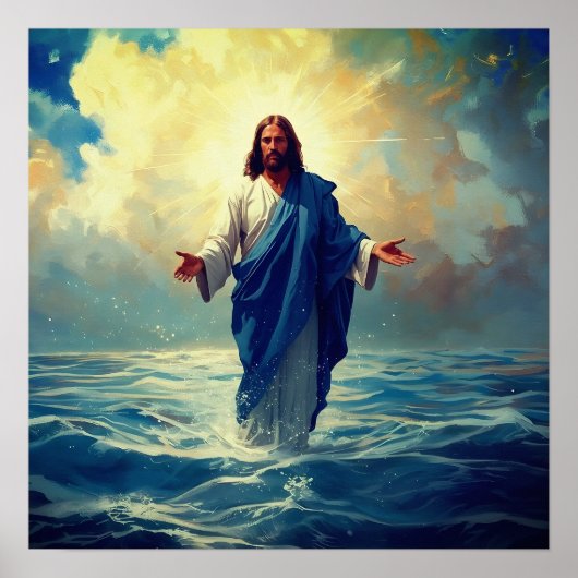 Poster van Jezus die over het water loopt (Voorkant)