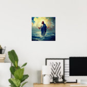 Poster van Jezus die over het water loopt (Thuiskantoor)