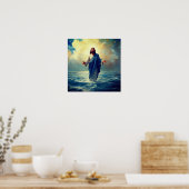 Poster van Jezus die over het water loopt (Keuken)