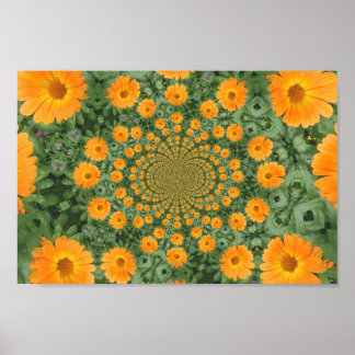 poster van kaleidoscopische bloemen