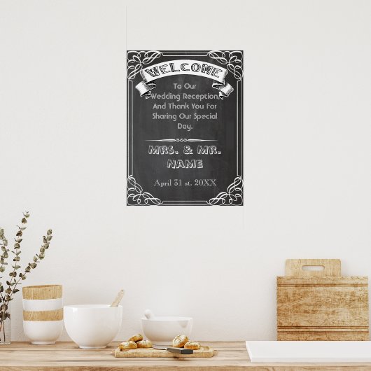 poster van karton, poster van zwartbordbruiloft (Keuken)